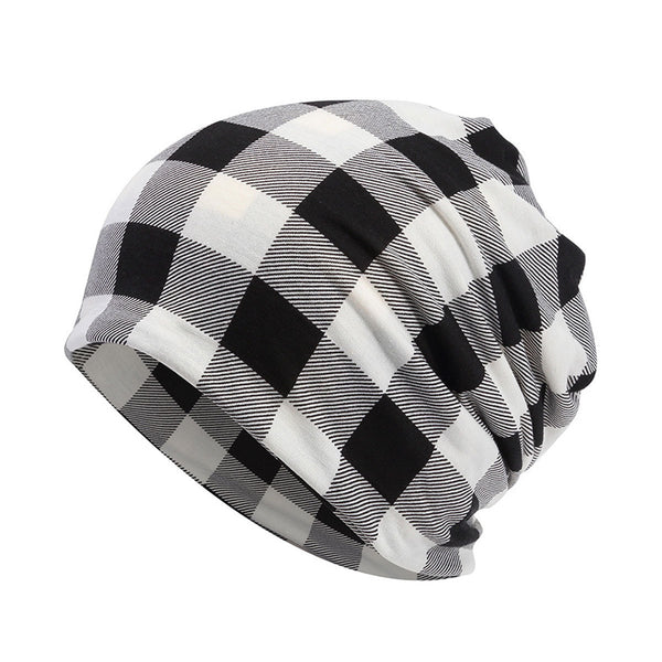 Classic style hat autumn fashion plaid headgear men and women versatile cotton pullover hat