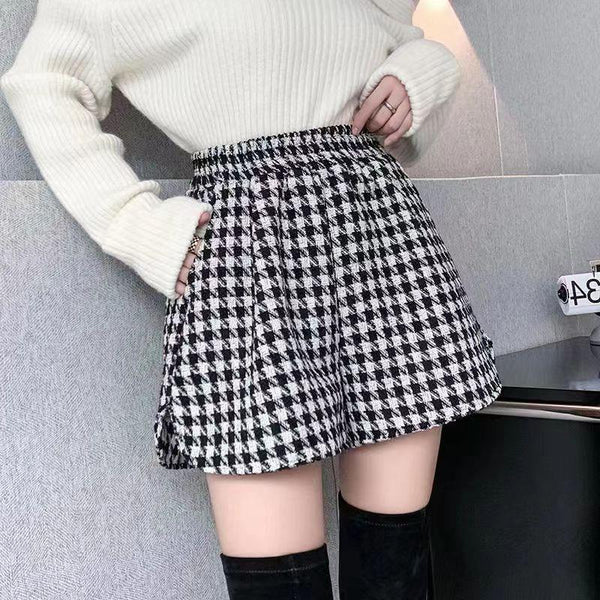 woolen shorts women spring and autumn new high-waisted and thin wide-leg casual boots and pants