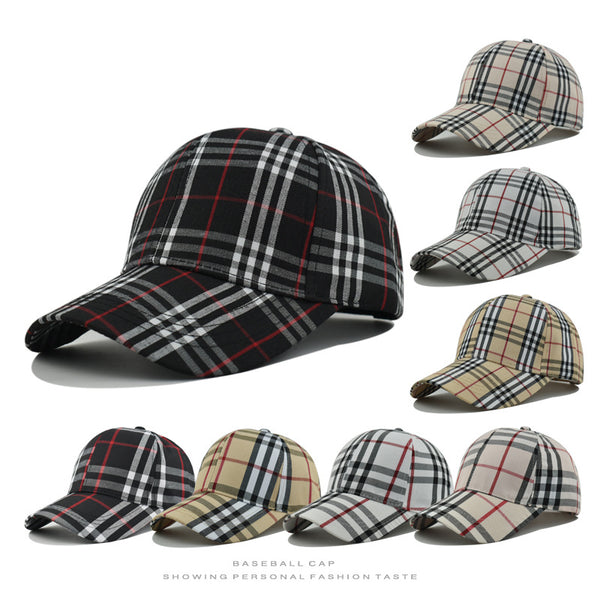 New Korean version of fashion plaid baseball cap women British spring and autumn peaked cap men outdoor versatile couple sun hat