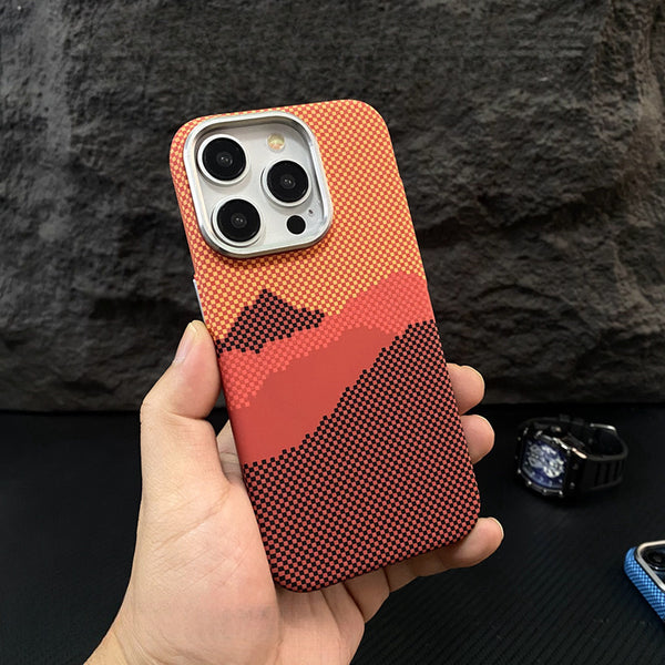 Magnetic charging phone case Luminous Kevlar texture carbon fiber hard phone case