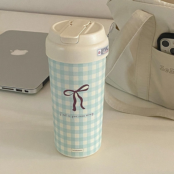 Thermos cup Large capacity portable straw 316 ceramic liner New thermos cup