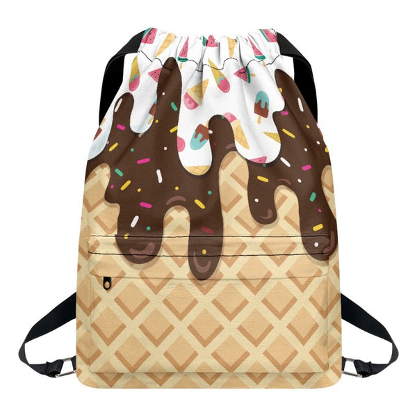 Cute floral frog casual backpack bundle drawstring schoolbag travel backpack canvas schoolbag minimum order