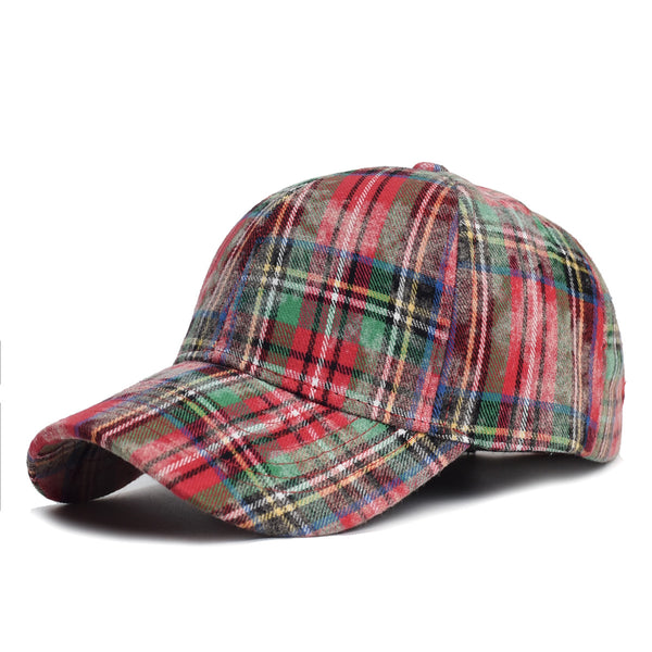 Fashion contrasting color plaid baseball cap children autumn and winter retro casual versatile face cap sun hat