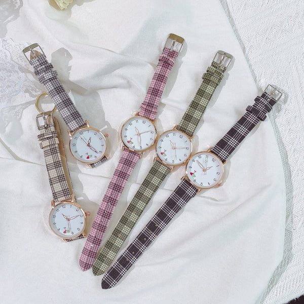 Temperament Girl Plaid Small Fresh Fashion Student Watch Academy Style Elephant Women Watch