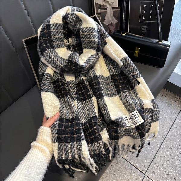 New Christmas red plaid scarf imitation cashmere thickened atmosphere fashion shawl student gift scarf