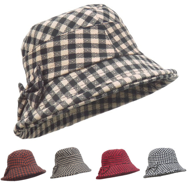 Ladies fashion basin hat plaid temperament women bucket hat bucket hat