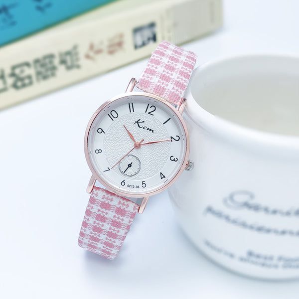 Watches Simple plaid belts for junior and high school students Waterproof quartz watches