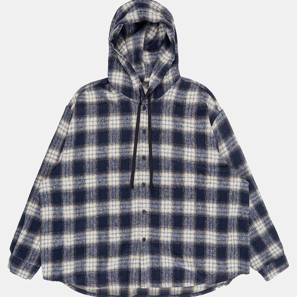 Now h South Korea Raucohouse24 new Reba men's and women's same hooded versatile plaid shirt jacket