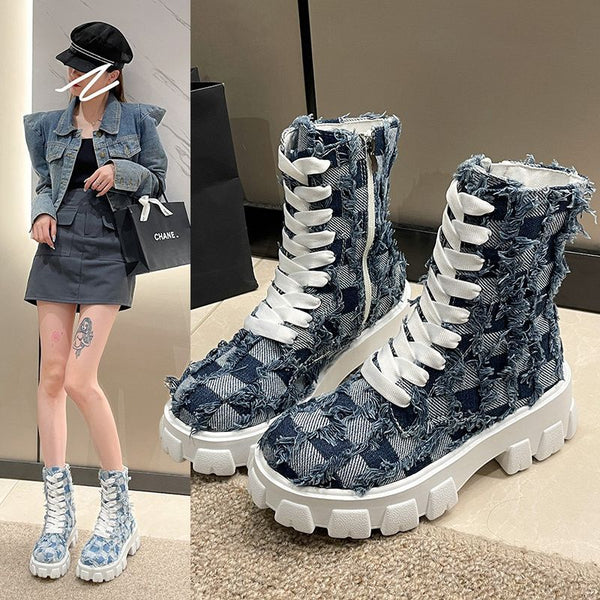 Spring and Autumn Internet celebrity American Martin boots thick-soled foreign cowboy Martin boots